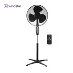 Põrandaventilaator WINDSTAR Viento 45W d-40cm 3-kiirust puldiga must