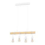 EGLO Townshend 4-osaline rippvalgusti E27 4×60W valge/pruun puit
