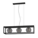 EGLO Arangona 3-osaline rippvalgusti E27 3×40W must/hall matt klaas 110cm