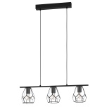 EGLO Mardyke 3-osaline rippvalgusti E27 3×40W must läbipaistva klaasiga, 77,5 cm
