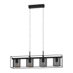 EGLO Catterick 4-osaline rippvalgusti E27 4×40W must metallvõrk 91×16,5cm